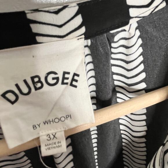 Dubgee By Whoopi Womens Long Sleeve Shirt Dress 3X Black Stripe Belted Pockets - Picture 7 of 11